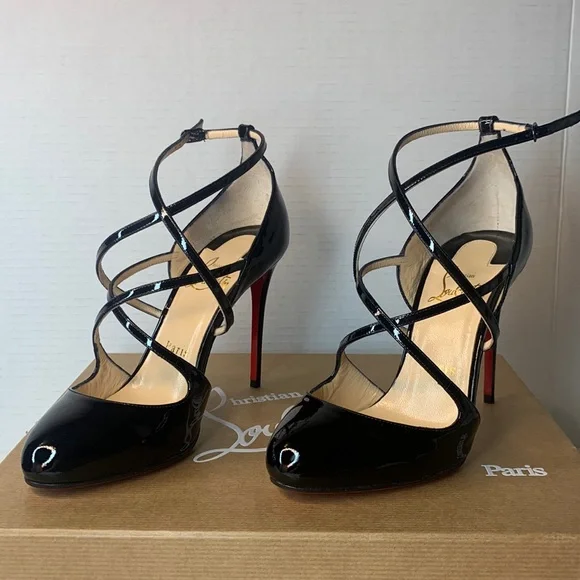 NEW IN BOX Christian Louboutin Soustelissimo 100 Patent Black Sz 36.5 - Picture 2 of 9